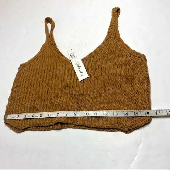 Spaghetti Strap Crop Knit gold Yellow Cami Top Free size - Picture 8 of 11
